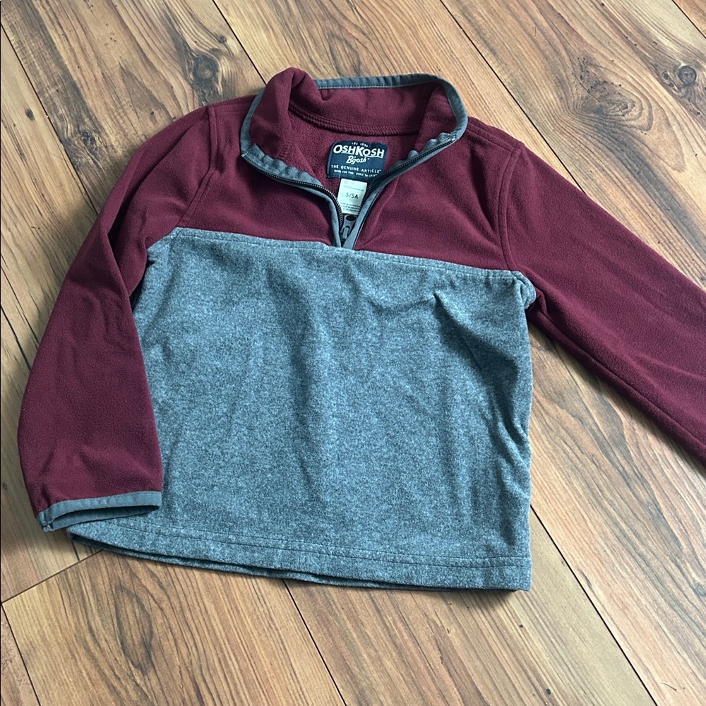 OshKosh B'gosh Burgundy and Gray Fleece Pullover